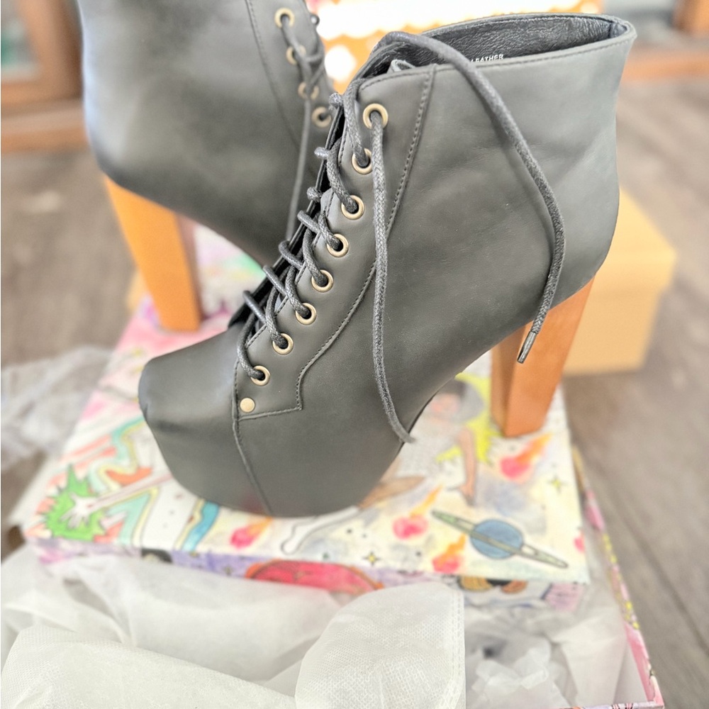 Jeffrey Campbell black lita Lace-Up platforms